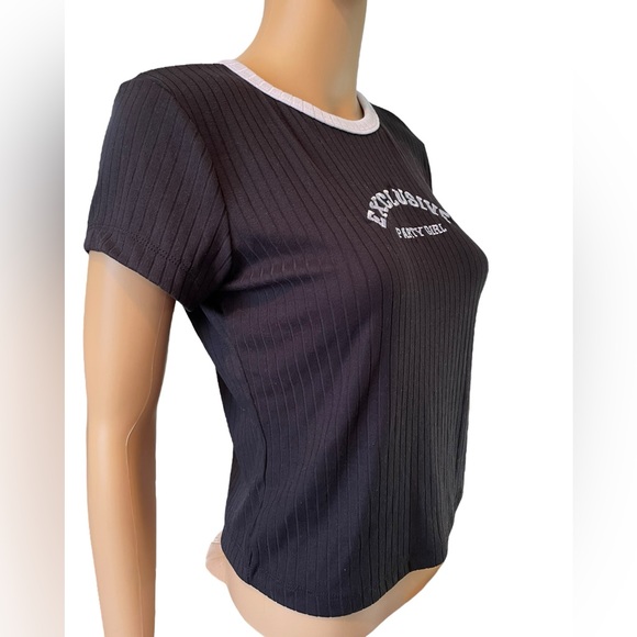 NEW Stella Tweed Black White Exclusive Party Girl Novelty Bimbo Cropped T Shirt - Picture 3 of 7